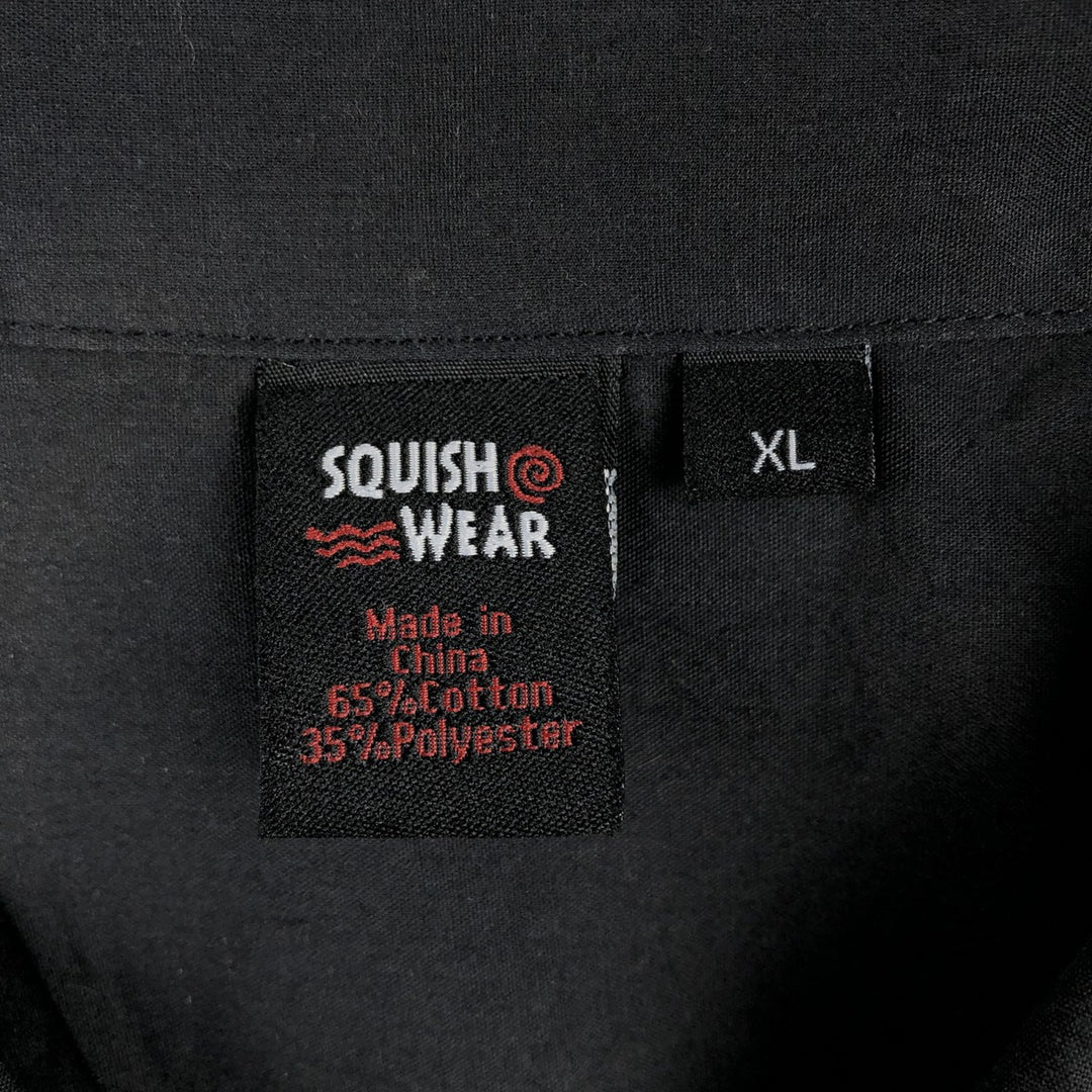 SQUISH WEAR Short-Sleeve Mexican Shirt, Cuban Shirt, Box Shirt, Men's XL Equivalent polyester black type Vintage Second Hand