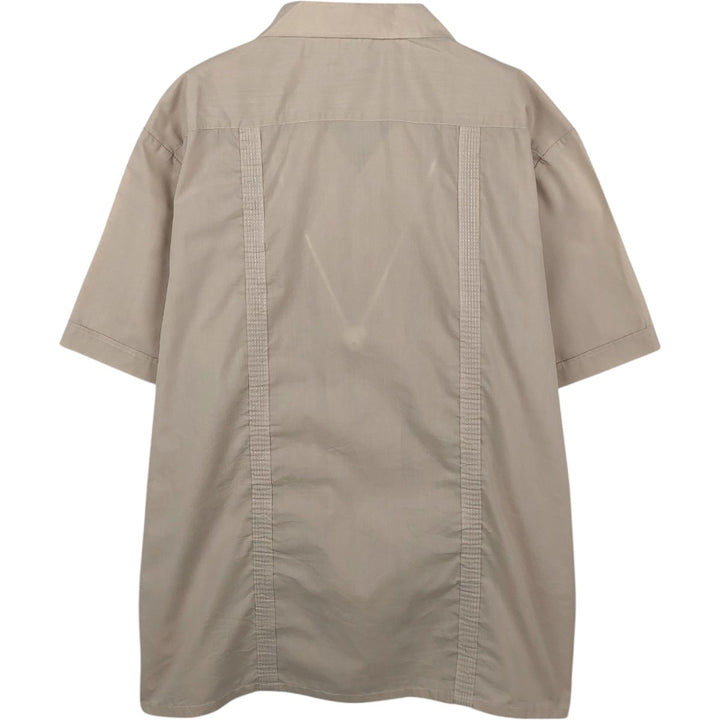 OMEGA fashion Short-sleeved open-collar Mexican shirt, Cuban shirt, boxy shirt, men's size XL. cotton Beige type Vintage Second Hand