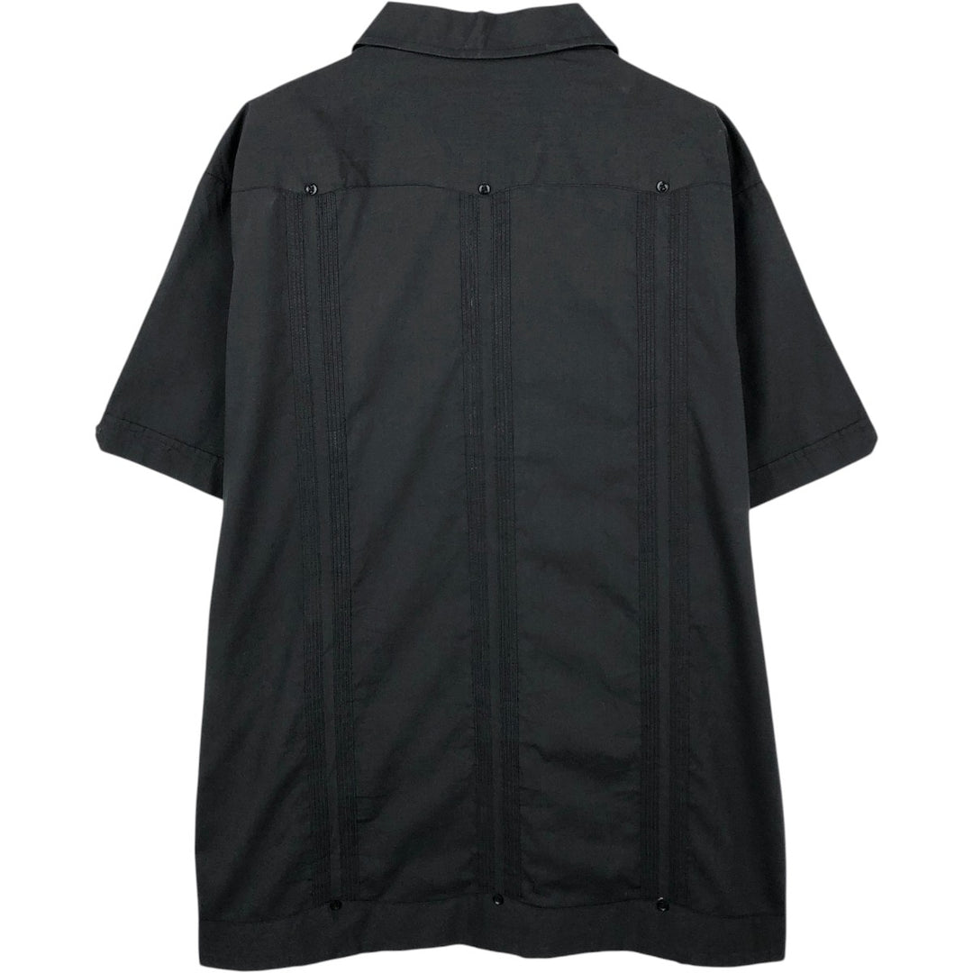 Premier Short Sleeve Open Collar Mexican Shirt Cuban Shirt Box Shirt Men's Size L polyester black type Vintage Second Hand
