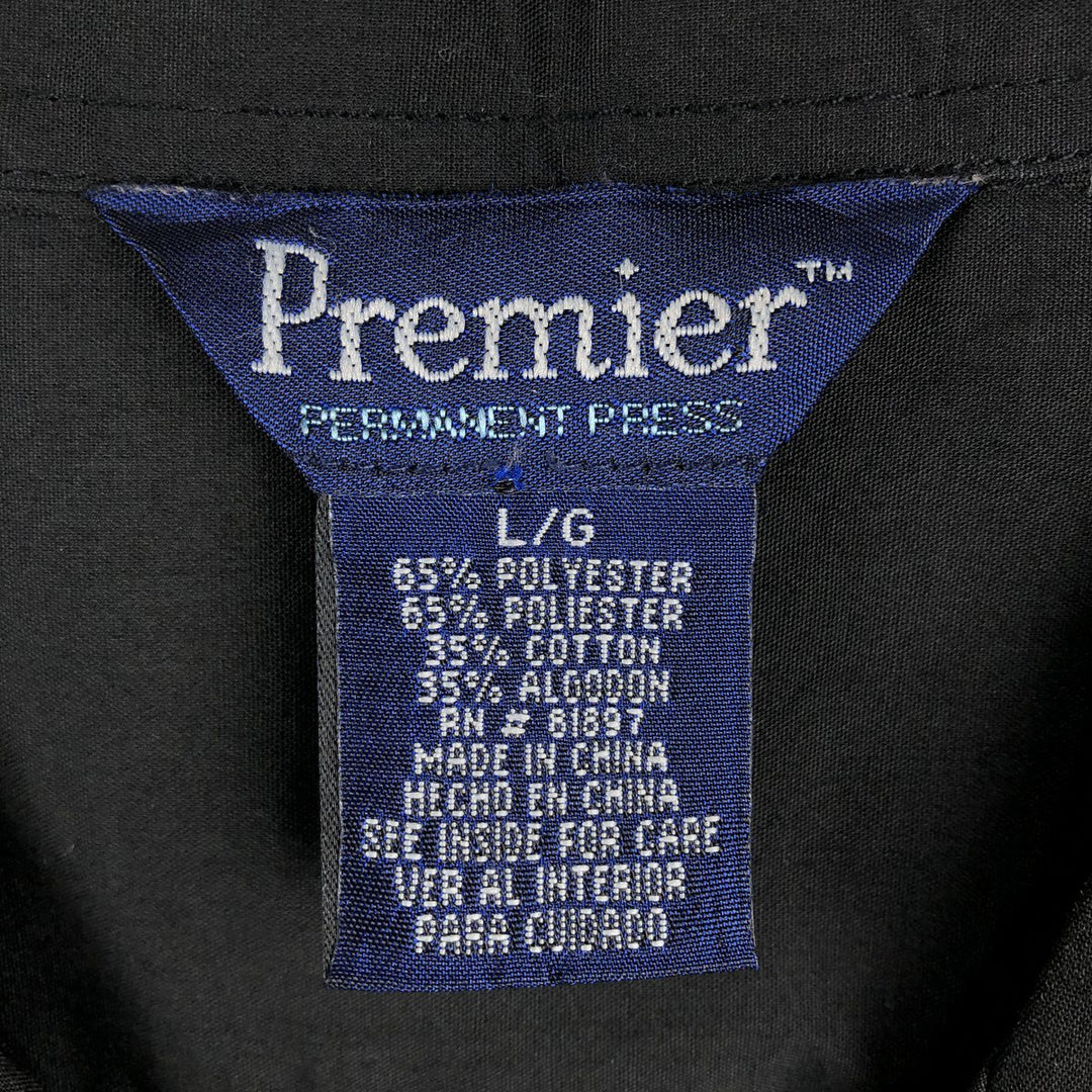 Premier Short Sleeve Open Collar Mexican Shirt Cuban Shirt Box Shirt Men's Size L polyester black type Vintage Second Hand