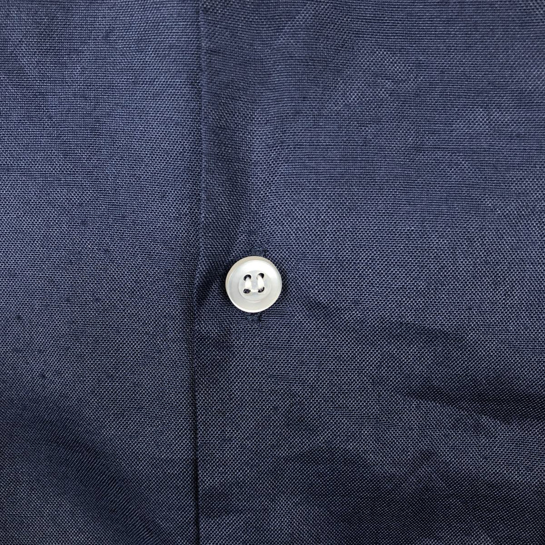 Short-sleeved open-collar Mexican shirt, Cuban shirt, boxy shirt, men's size L. polyester navy blue type Vintage Second Hand
