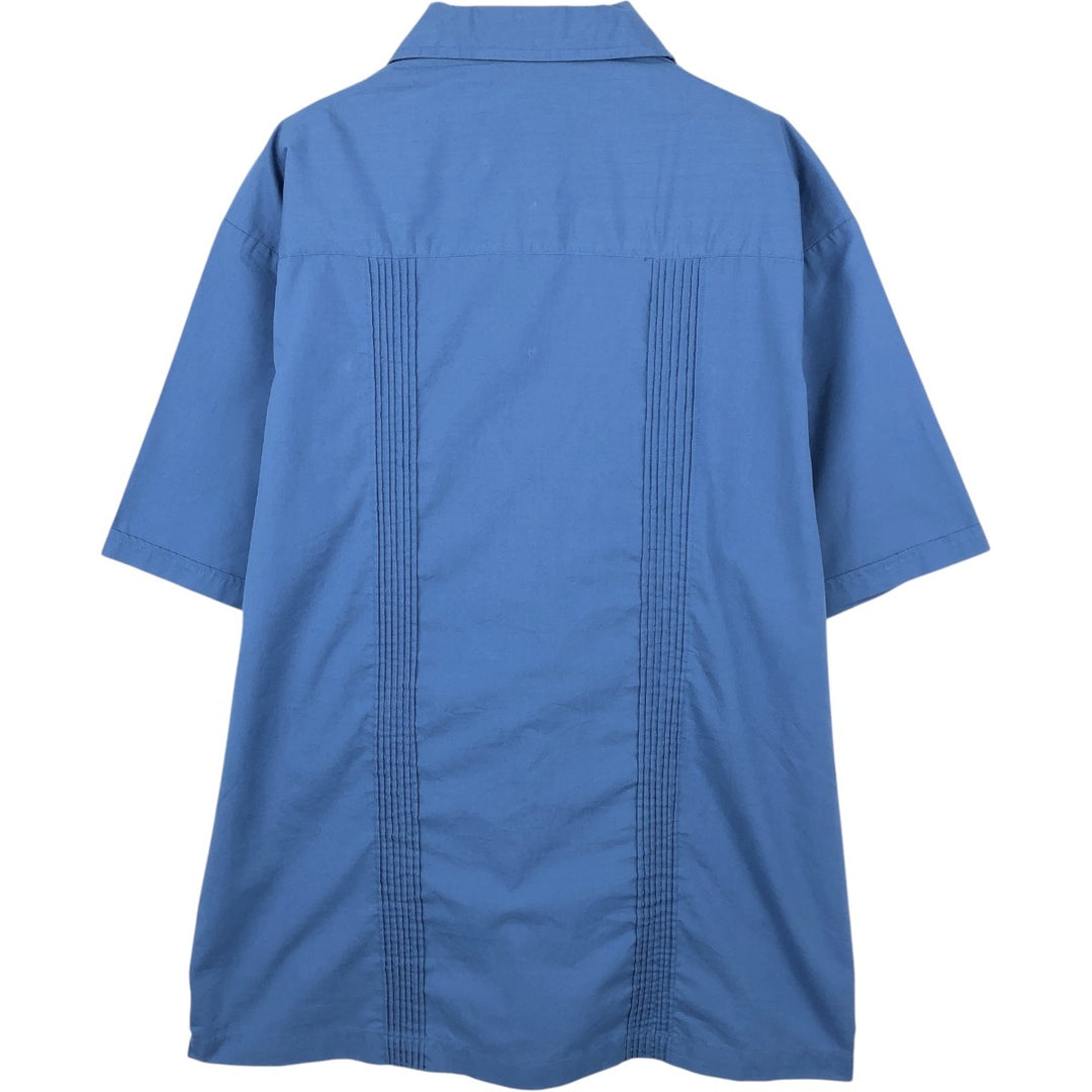 PLATOON Short Sleeve Mexican Shirt, Cuban Shirt, Box Shirt, Men's XL Size cotton blue type Vintage Second Hand