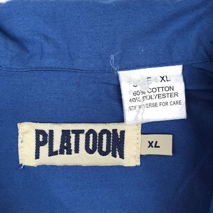 PLATOON Short Sleeve Mexican Shirt, Cuban Shirt, Box Shirt, Men's XL Size cotton blue type Vintage Second Hand