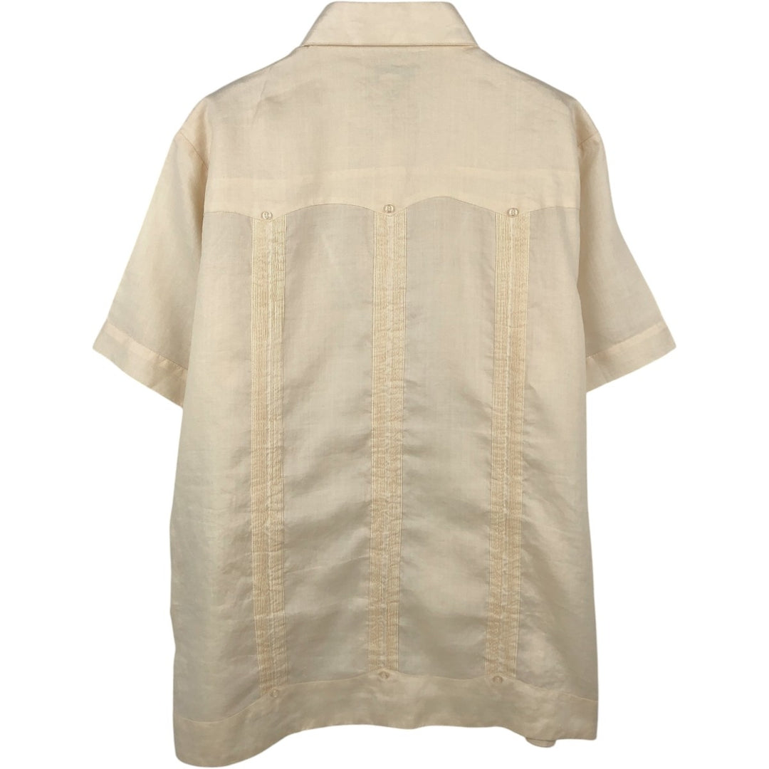MOJITO Short Sleeve Mexican Shirt, Cuban Shirt, Box Shirt, Men's XL Size linen ivory Vintage Second Hand