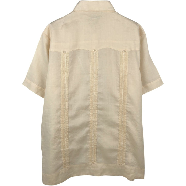 MOJITO Short Sleeve Mexican Shirt, Cuban Shirt, Box Shirt, Men's XL Size linen ivory Vintage Second Hand