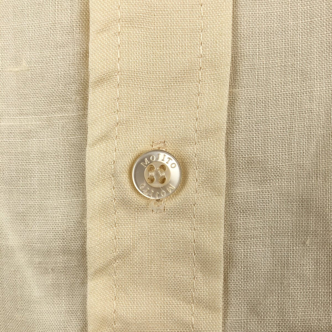 MOJITO Short Sleeve Mexican Shirt, Cuban Shirt, Box Shirt, Men's XL Size linen ivory Vintage Second Hand