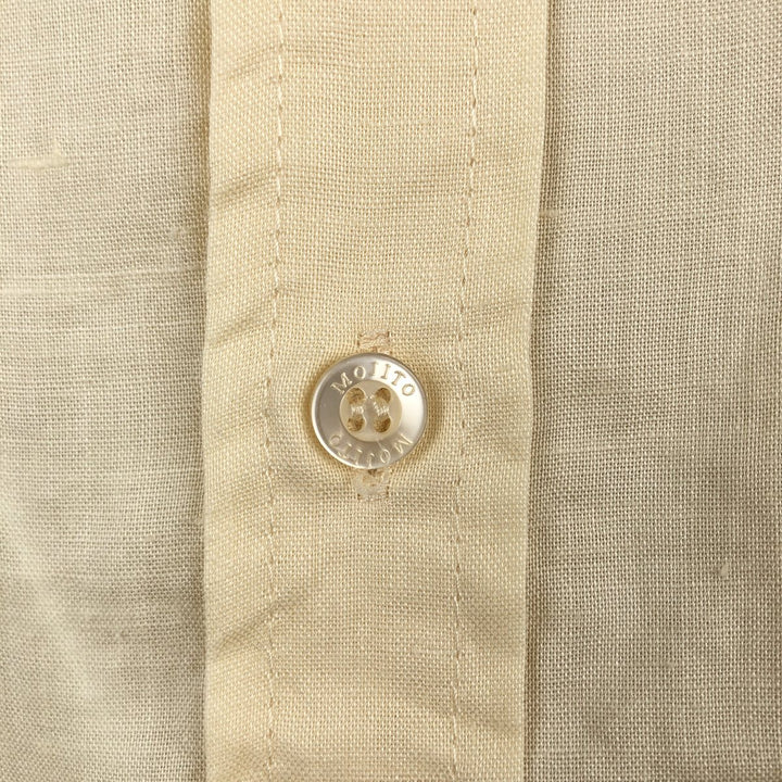 MOJITO Short Sleeve Mexican Shirt, Cuban Shirt, Box Shirt, Men's XL Size linen ivory Vintage Second Hand