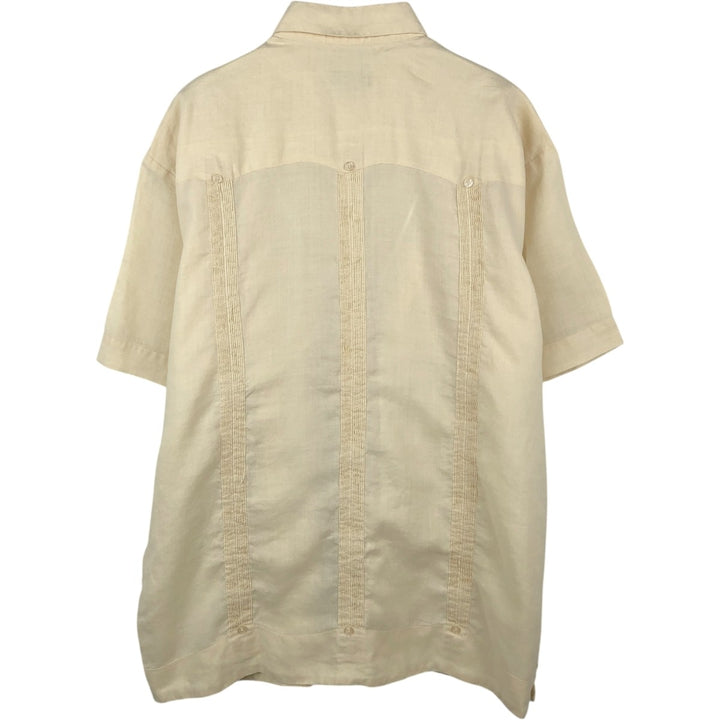 BOHIO Short Sleeve Mexican Shirt, Cuban Shirt, Box Shirt, Men's XL Size linen ivory Vintage Second Hand