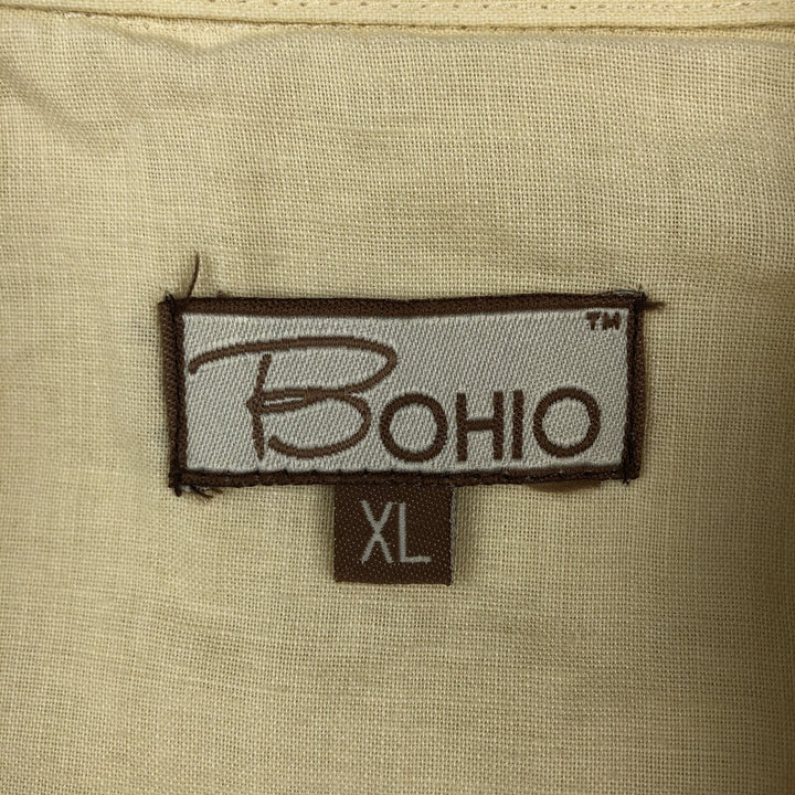 BOHIO Short Sleeve Mexican Shirt, Cuban Shirt, Box Shirt, Men's XL Size linen ivory Vintage Second Hand