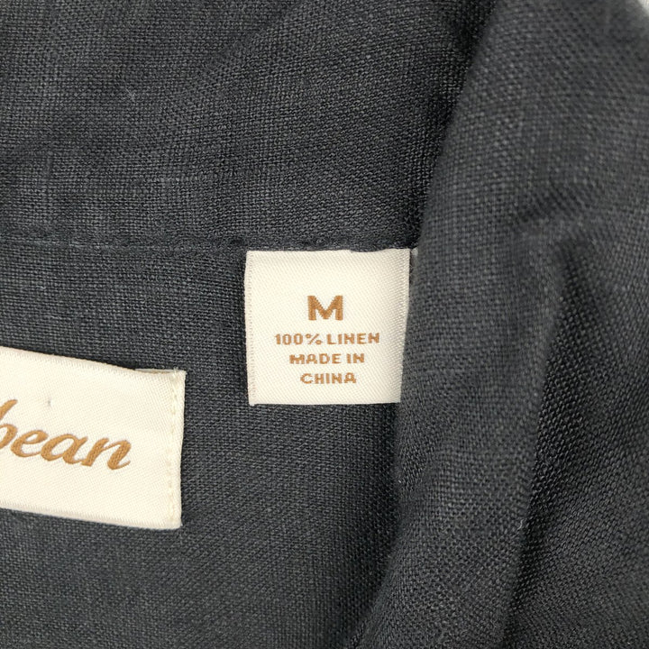 Caribbean Short-Sleeve Open-Collar Mexican Shirt, Cuban Shirt, Boxy Shirt, Men's Size M linen black type Vintage Second Hand
