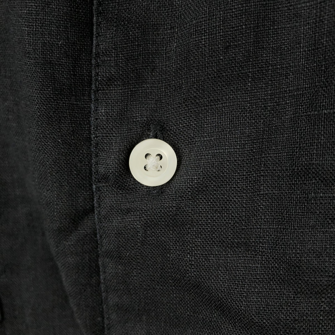 Caribbean Short-Sleeve Open-Collar Mexican Shirt, Cuban Shirt, Boxy Shirt, Men's Size M linen black type Vintage Second Hand
