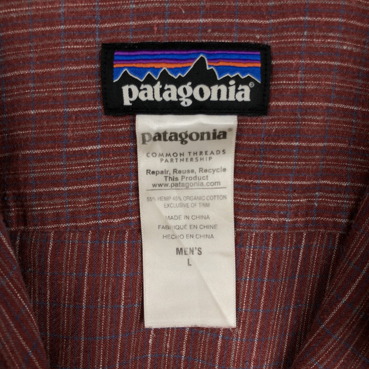 Patagonia Backstep Shirt 53139SP15 Check Pattern Short Sleeve Cotton x Hemp Box Shirt Men's Size L Hemp red type Vintage Second Hand
