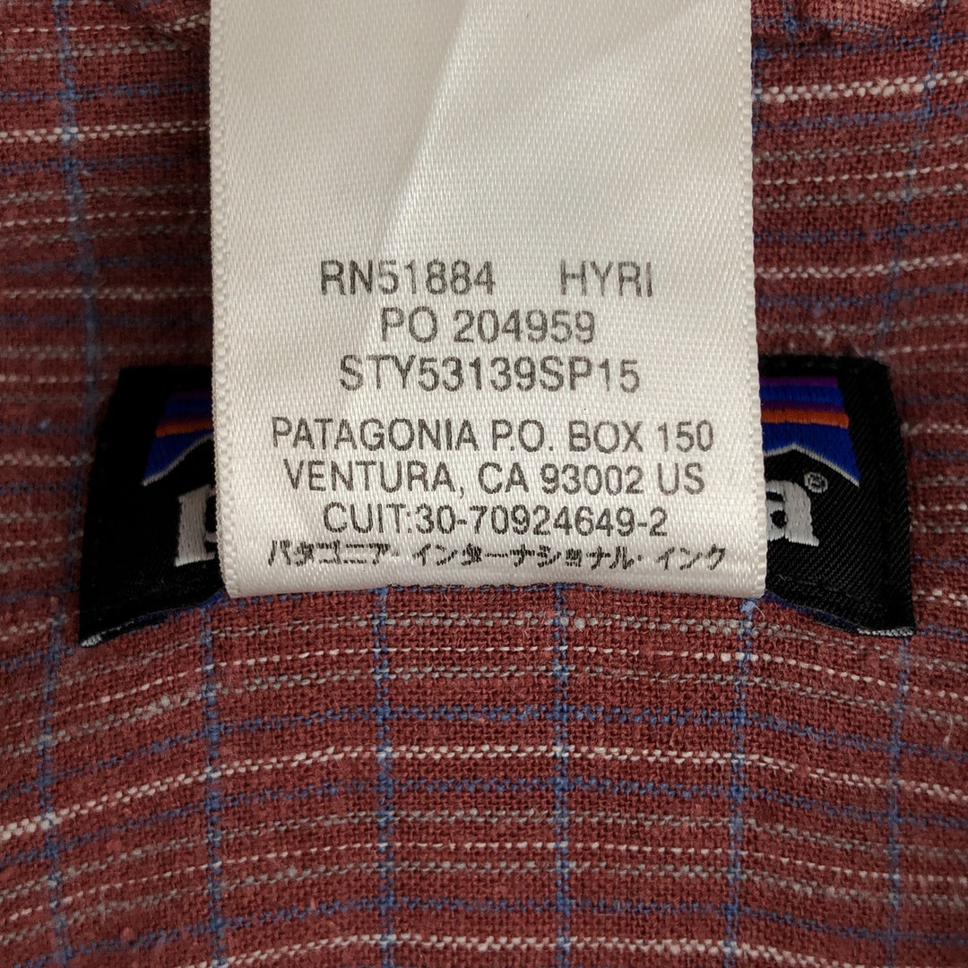 Patagonia Backstep Shirt 53139SP15 Check Pattern Short Sleeve Cotton x Hemp Box Shirt Men's Size L Hemp red type Vintage Second Hand