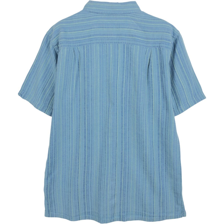 Patagonia Backstep Shirt 53139SP16 Stripe Pattern Short Sleeve Cotton x Hemp Box Shirt Men's Size M (approx.) Hemp blue type Vintage Second Hand