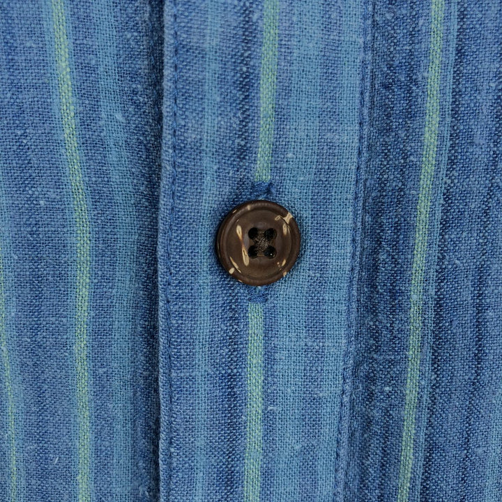 Patagonia Backstep Shirt 53139SP16 Stripe Pattern Short Sleeve Cotton x Hemp Box Shirt Men's Size M (approx.) Hemp blue type Vintage Second Hand