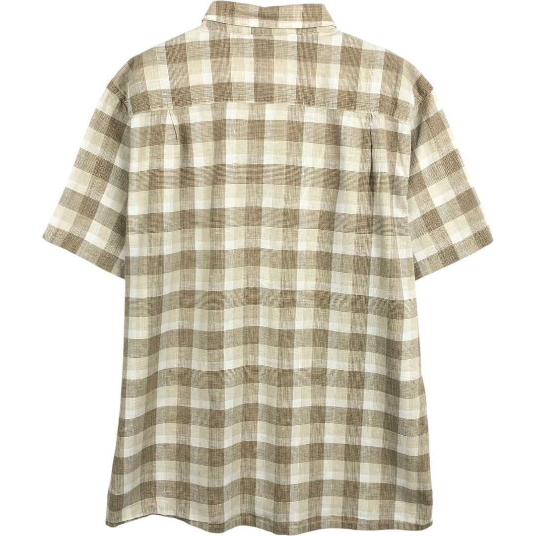 Patagonia 53138SP14 Check Pattern Short Sleeve Cotton x Hemp Box Shirt Men's Size L (approx.) Hemp Beige type Vintage Second Hand