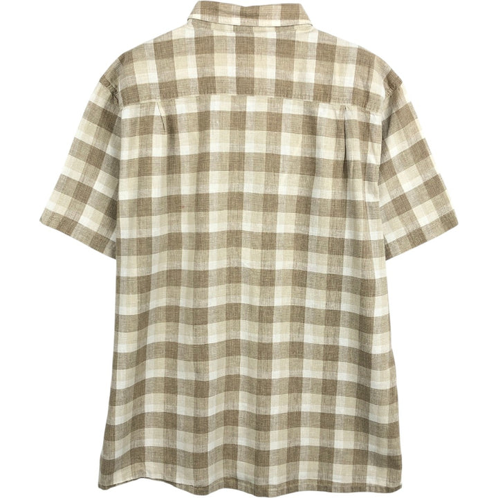 Patagonia 53138SP14 Check Pattern Short Sleeve Cotton x Hemp Box Shirt Men's Size L (approx.) Hemp Beige type Vintage Second Hand