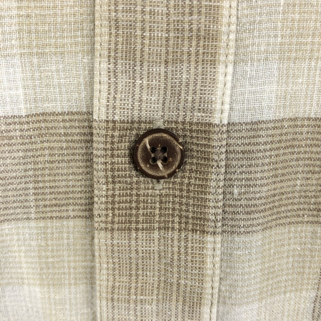 Patagonia 53138SP14 Check Pattern Short Sleeve Cotton x Hemp Box Shirt Men's Size L (approx.) Hemp Beige type Vintage Second Hand