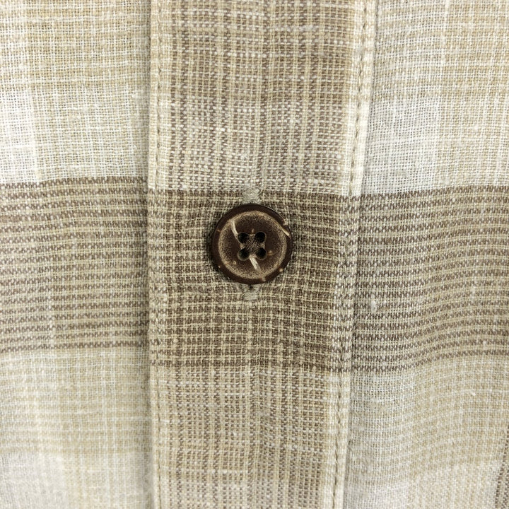 Patagonia 53138SP14 Check Pattern Short Sleeve Cotton x Hemp Box Shirt Men's Size L (approx.) Hemp Beige type Vintage Second Hand