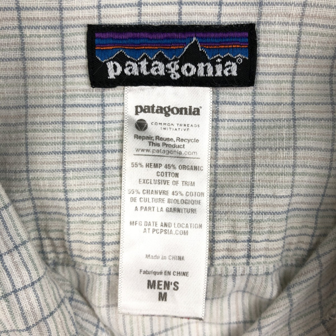 Patagonia 53138SP12 Check Pattern Short Sleeve Cotton x Hemp Box Shirt Men's Size M (approx.) Hemp white type Vintage Second Hand