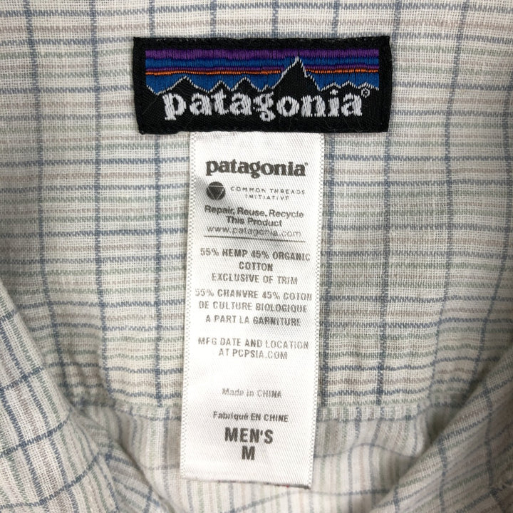 Patagonia 53138SP12 Check Pattern Short Sleeve Cotton x Hemp Box Shirt Men's Size M (approx.) Hemp white type Vintage Second Hand