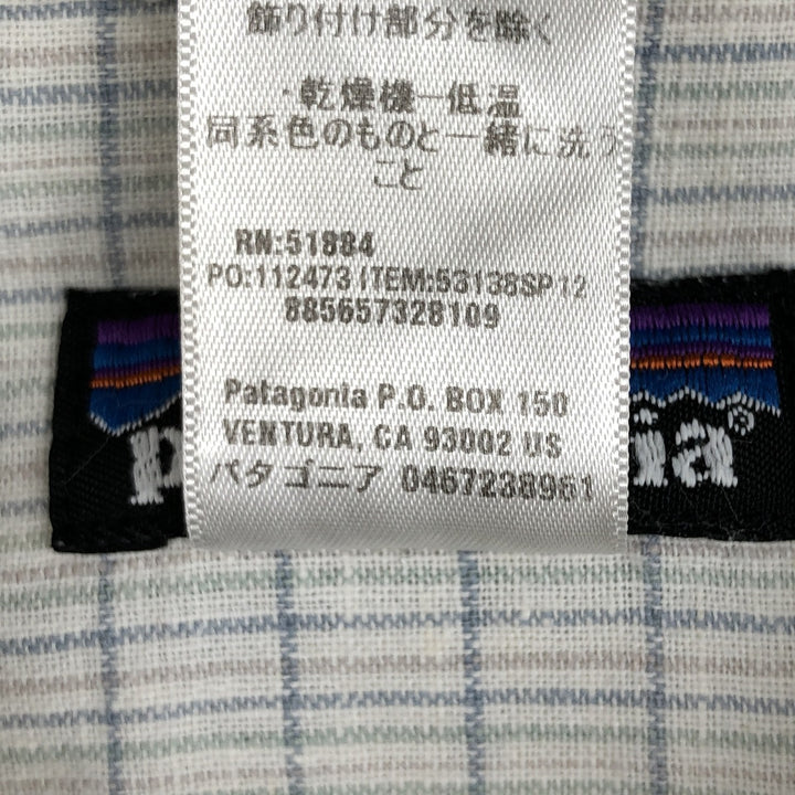 Patagonia 53138SP12 Check Pattern Short Sleeve Cotton x Hemp Box Shirt Men's Size M (approx.) Hemp white type Vintage Second Hand