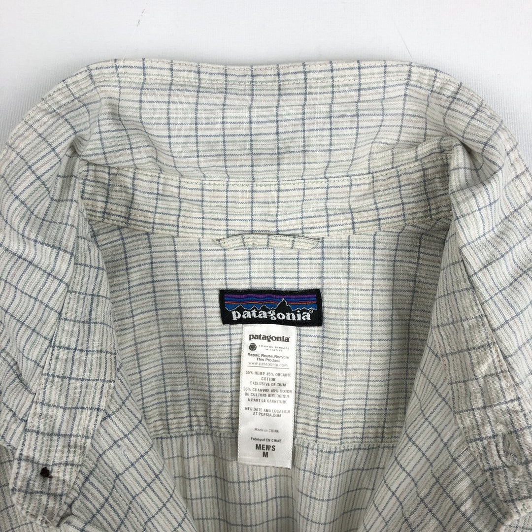 Patagonia 53138SP12 Check Pattern Short Sleeve Cotton x Hemp Box Shirt Men's Size M (approx.) Hemp white type Vintage Second Hand