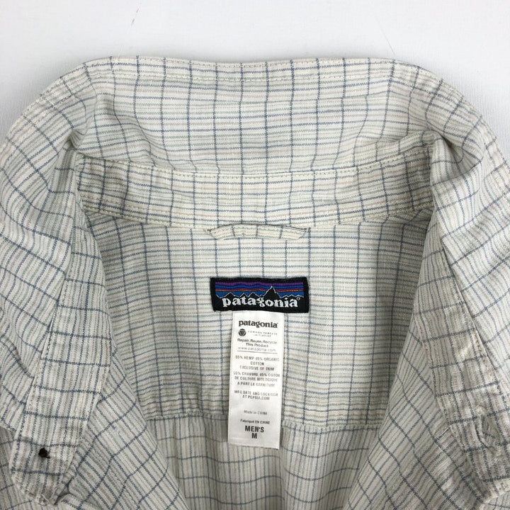 Patagonia 53138SP12 Check Pattern Short Sleeve Cotton x Hemp Box Shirt Men's Size M (approx.) Hemp white type Vintage Second Hand