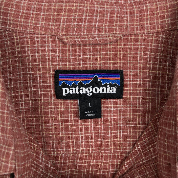 Patagonia Backstep Shirt 53139SP20 Check Pattern Short Sleeve Cotton x Hemp Box Shirt Men's Size L Hemp red type Vintage Second Hand