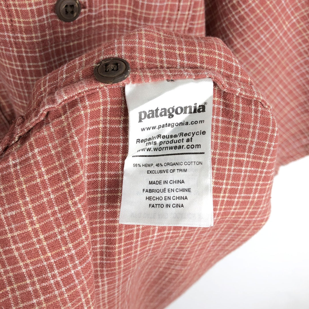 Patagonia Backstep Shirt 53139SP20 Check Pattern Short Sleeve Cotton x Hemp Box Shirt Men's Size L Hemp red type Vintage Second Hand