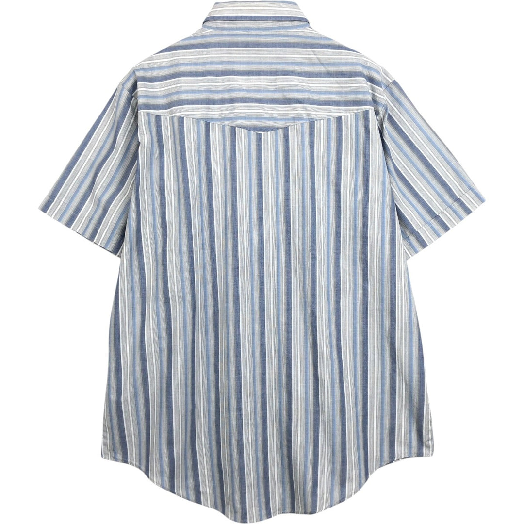 90'S ELY PLAINS WESTERN WEAR Short-Sleeve Western Shirt, Men's Size L (Equivalent), Vintage polyester blue type Vintage Second Hand