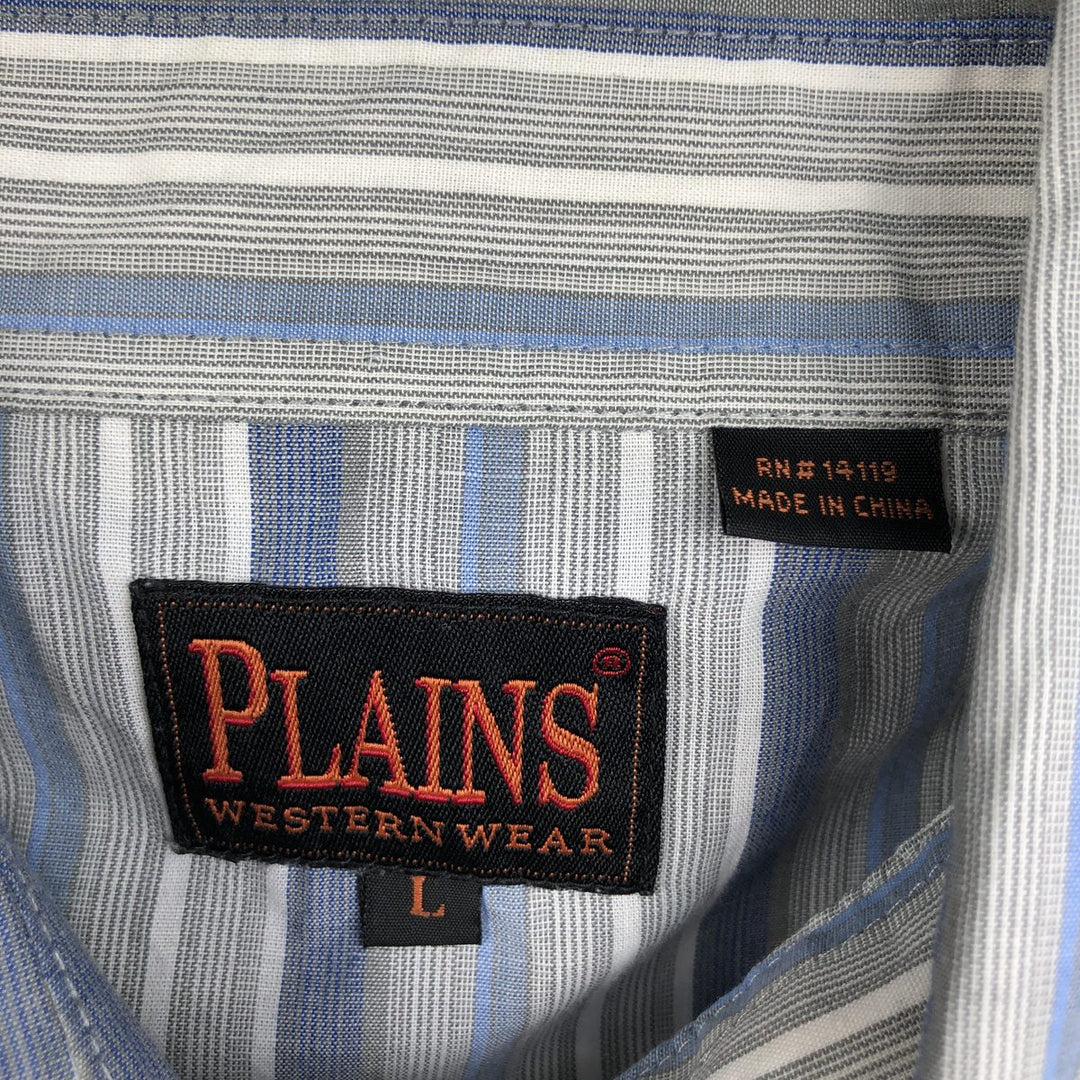 90'S ELY PLAINS WESTERN WEAR Short-Sleeve Western Shirt, Men's Size L (Equivalent), Vintage polyester blue type Vintage Second Hand