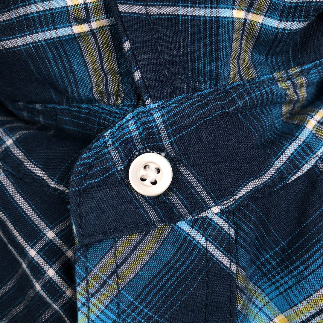 Wrangler Check Pattern Short-Sleeve Western Shirt, Men's Size XXXL (approx.) polyester blue type Vintage Second Hand
