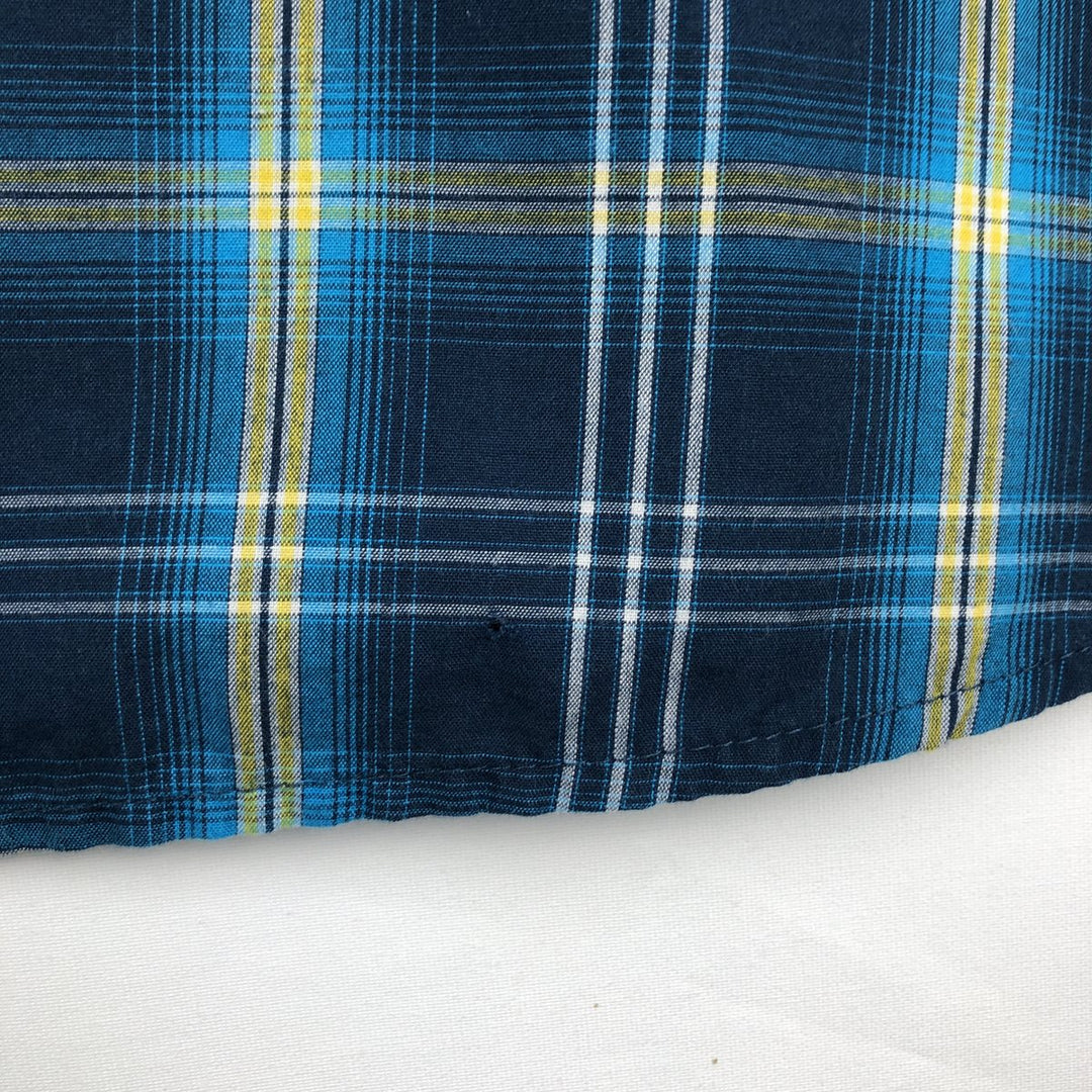 Wrangler Check Pattern Short-Sleeve Western Shirt, Men's Size XXXL (approx.) polyester blue type Vintage Second Hand