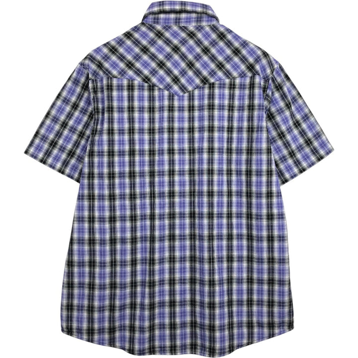 Wrangler Short-Sleeve Western Shirt, Men's Size L (approx.) cotton purple type Vintage Second Hand