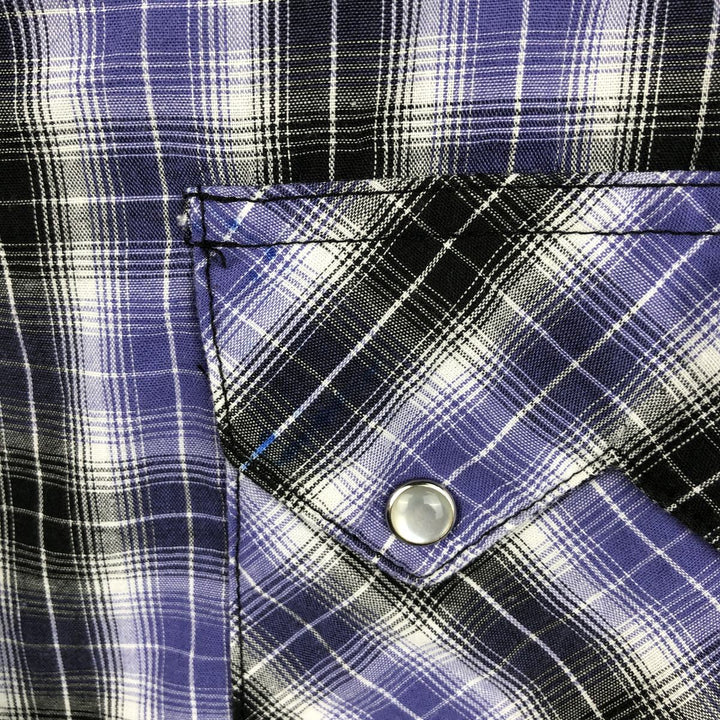 Wrangler Short-Sleeve Western Shirt, Men's Size L (approx.) cotton purple type Vintage Second Hand