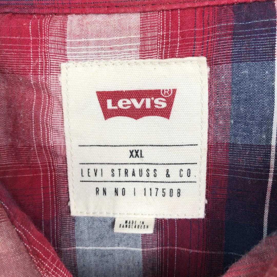 Levi's short-sleeved Western shirt, men's size XXL. cotton red type Vintage Second Hand