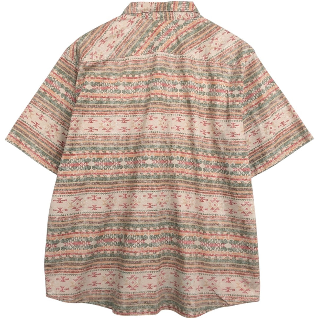 90'S Wrangler all-over Native American pattern short-sleeved Western shirt, men's size XL. unclear red type Vintage Second Hand