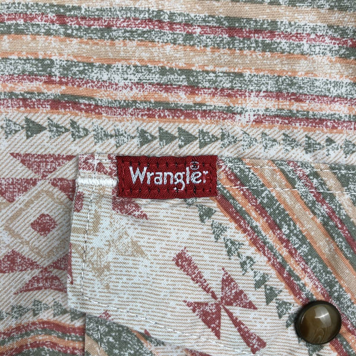 90'S Wrangler all-over Native American pattern short-sleeved Western shirt, men's size XL. unclear red type Vintage Second Hand