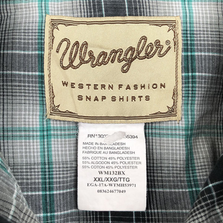 Wrangler Check Pattern Short-Sleeve Western Shirt, Men's XXL (approx.) cotton black type Vintage Second Hand