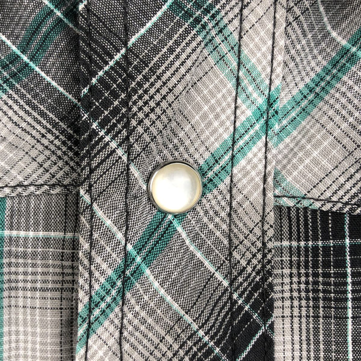 Wrangler Check Pattern Short-Sleeve Western Shirt, Men's XXL (approx.) cotton black type Vintage Second Hand