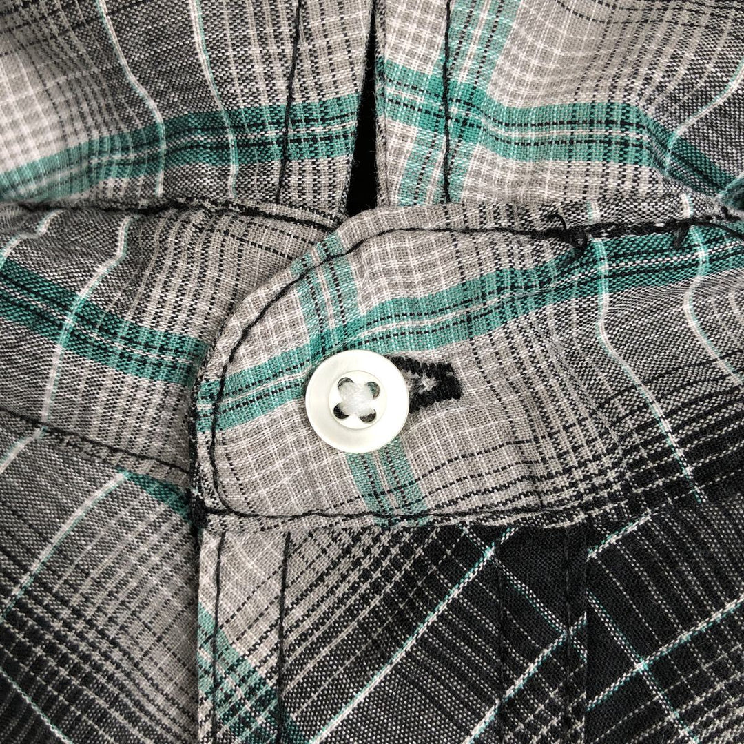 Wrangler Check Pattern Short-Sleeve Western Shirt, Men's XXL (approx.) cotton black type Vintage Second Hand