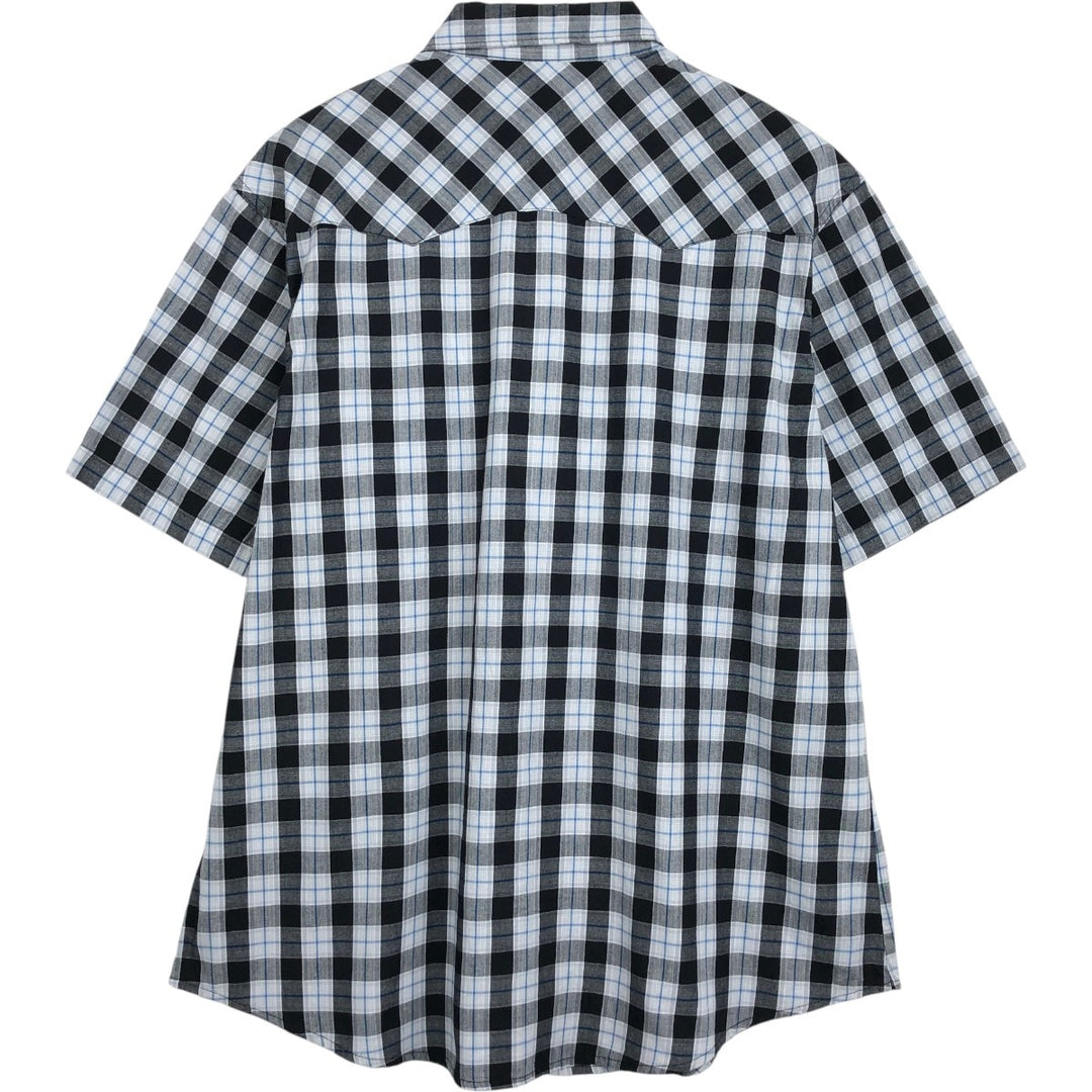 Wrangler Check Pattern Short-Sleeve Western Shirt, Men's Size XL (approx.) cotton black type Vintage Second Hand