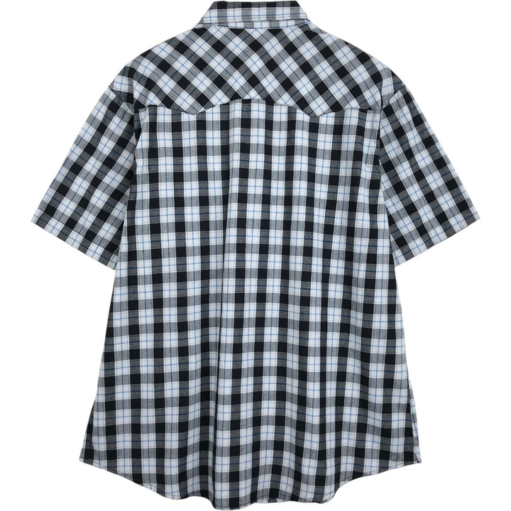 Wrangler Check Pattern Short-Sleeve Western Shirt, Men's Size XL (approx.) cotton black type Vintage Second Hand