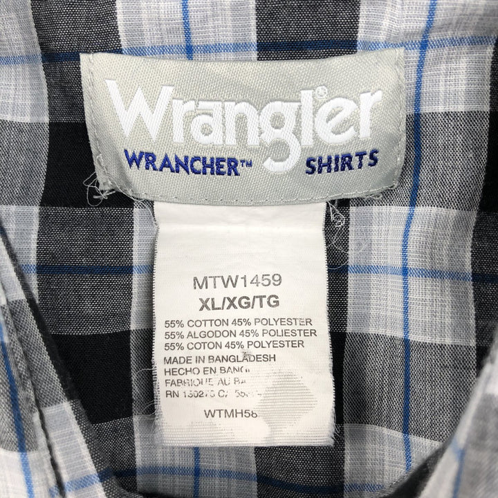 Wrangler Check Pattern Short-Sleeve Western Shirt, Men's Size XL (approx.) cotton black type Vintage Second Hand
