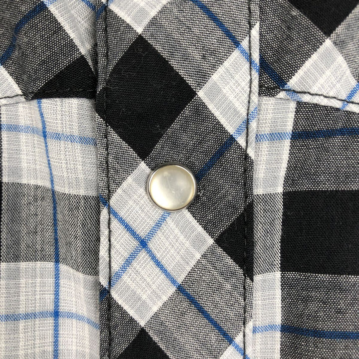 Wrangler Check Pattern Short-Sleeve Western Shirt, Men's Size XL (approx.) cotton black type Vintage Second Hand