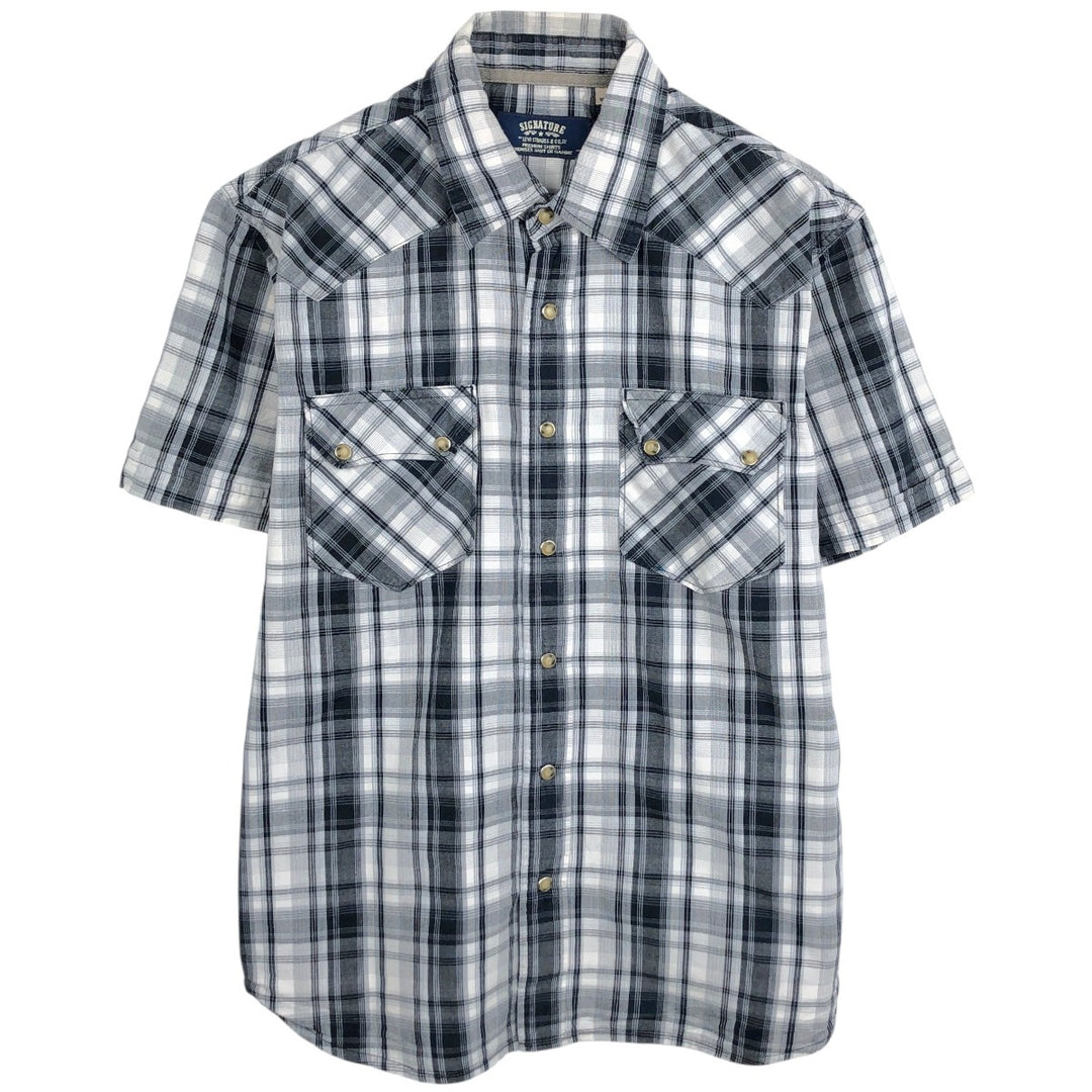 Levi's Check Pattern Short-Sleeve Western Shirt, Men's Size M (approx.) cotton black type Vintage Second Hand