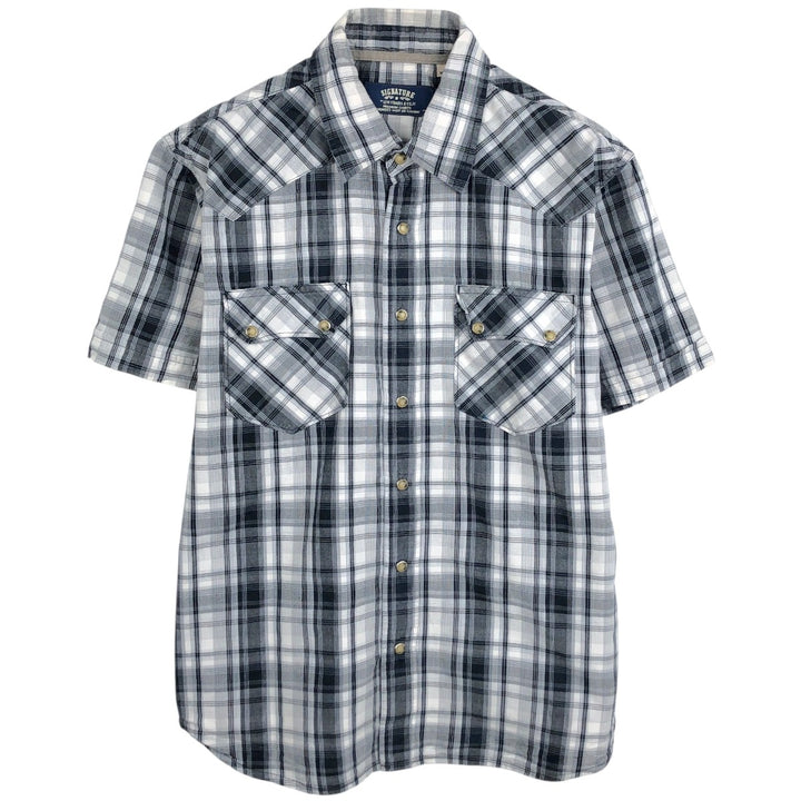 Levi's Check Pattern Short-Sleeve Western Shirt, Men's Size M (approx.) cotton black type Vintage Second Hand