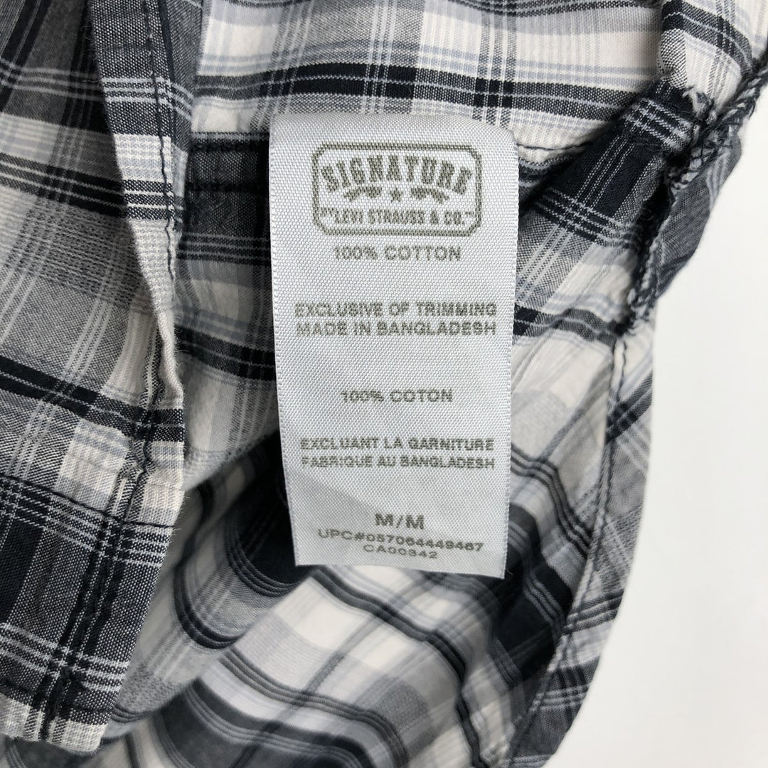Levi's Check Pattern Short-Sleeve Western Shirt, Men's Size M (approx.) cotton black type Vintage Second Hand