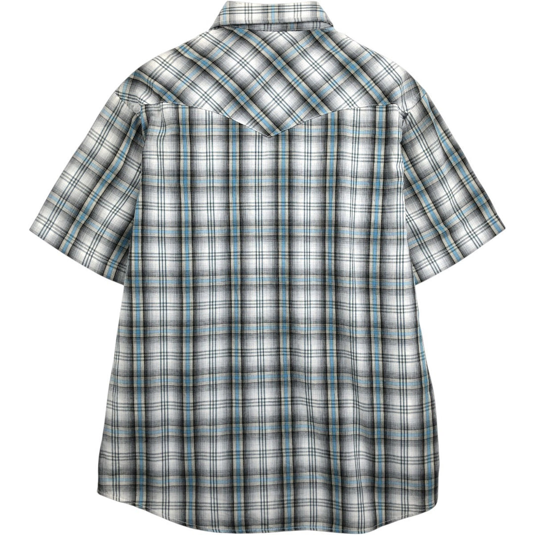 Wrangler Check Pattern Short-Sleeve Western Shirt, Men's Size L (approx.) unclear white type Vintage Second Hand